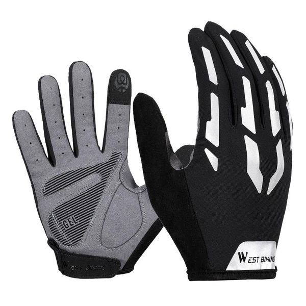 

bicycle reflective gloves touch screen bike motorcycle sports fashion mittens antiskid glove cycling, Black