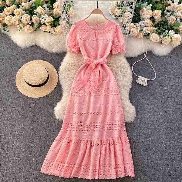 Primavera verão moda fishtail dress mulheres vintage rodada colarinho elegante manga curta roupas vestidos de mujer q657 210527