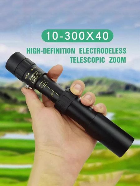 

telescope & binoculars 10-300x40 professional monocular hd powerful portable zoom bak4-prism waterproof for camping