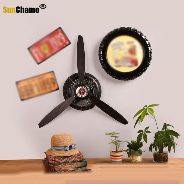 

plane propeller metal wall clock mute and hd display aeroplane retro ornament decor clocks