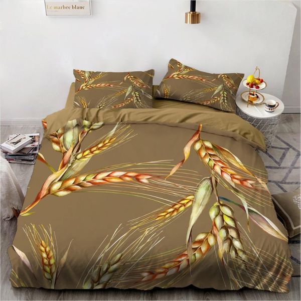 

wheat ears print bedding set twin full  king size bed linen 2/3 piece golden autumn microfiber home duvet cover sets