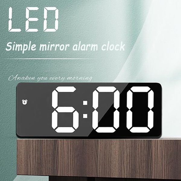 

alarm clock digital electronic smart mechanical led mirror snooze table wake up light temperature display home decoration other clocks & acc