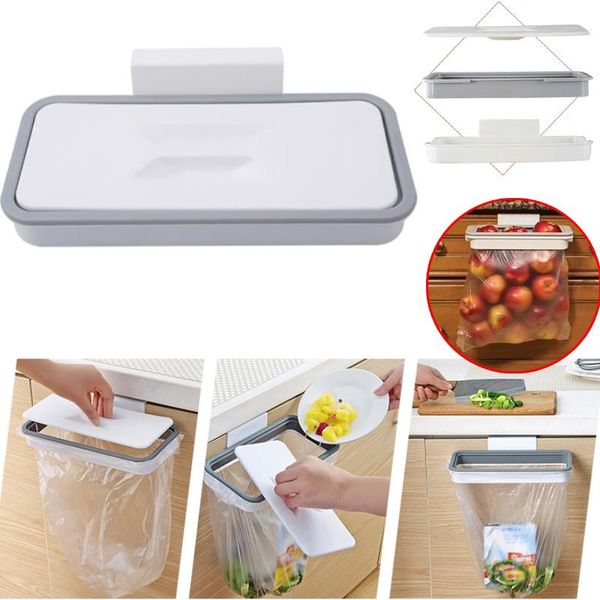 

waste bins portable plastic garbage hanging bag kitchen trash storage rack hook scouring pad dry shelf holder organzier