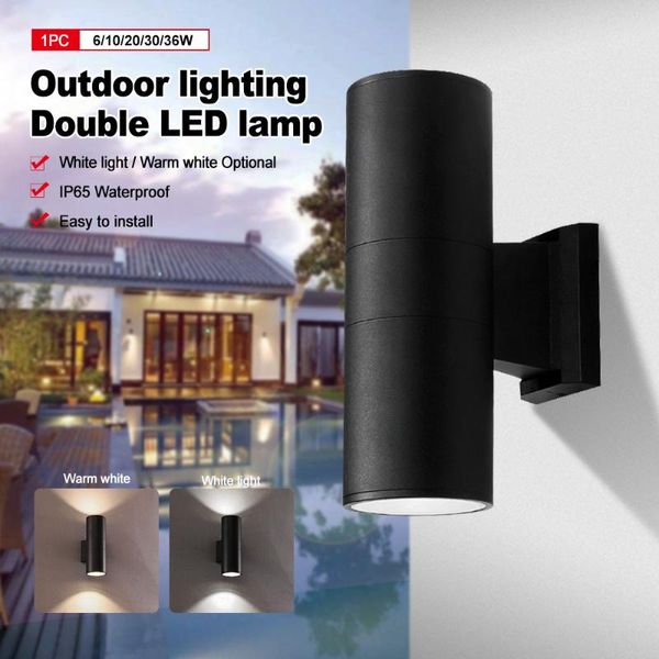 Außenwandleuchten Schwarz Grau Up Down Light 6W 10W 20W 30W 36W Veranda Garten IP65 Wasserdichte Hausbeleuchtung Doppelte LED-Lampe