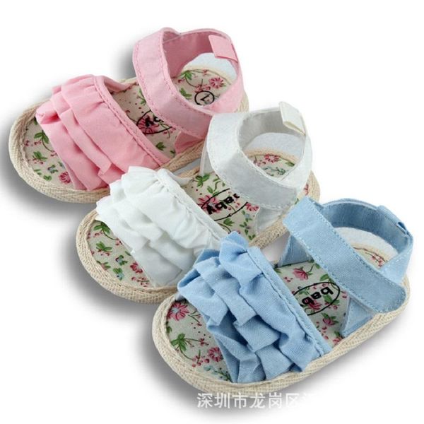 

summer baby shoes children cotton cloth sandals girl soft anti-slip handmade walking 0-1 year toddler casual slipper, Black;grey