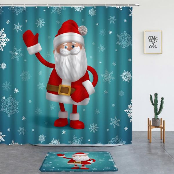 

shower curtains red santa claus set with bath mats merry christmas xmas gift year washable cartoon bathroom decoration rugs