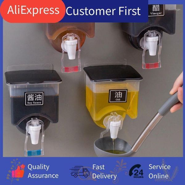 

storage bottles & jars wall-mounted liquid seasoning tank transparent can pressing leak-proof oil soy sauce sub-bottling