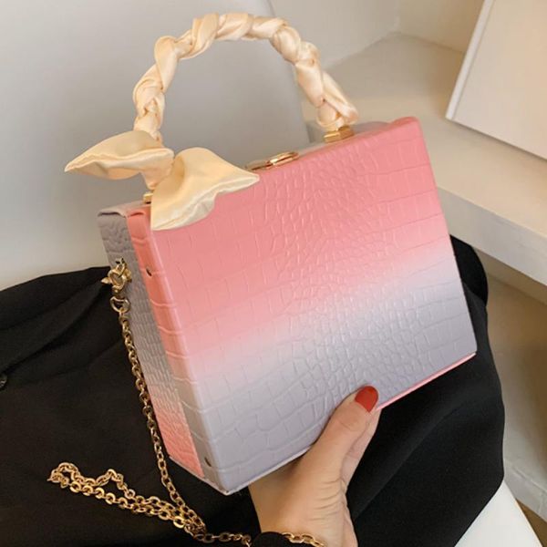 

evening bags luxury chain crossbody bag 2021 summer alligator pattern ribbon designer shoulder handbag small square