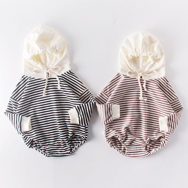

infant clothes stripe thicken long sleeve hooded spring autumn baby boys girls rompers black friday wm02, Blue