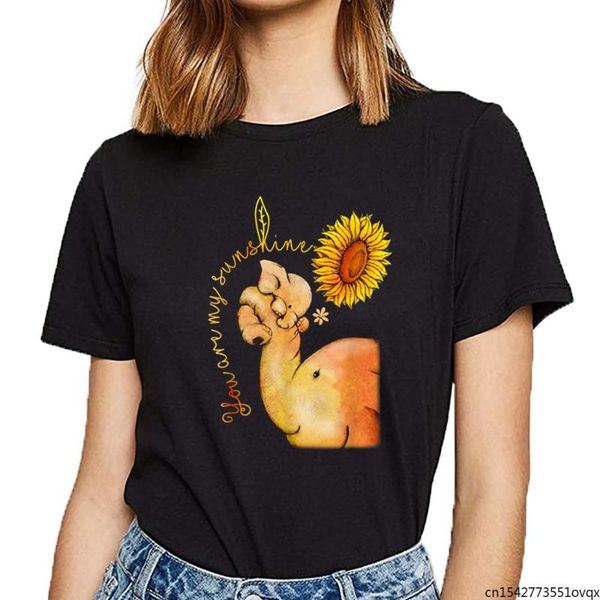

women's t-shirt women elephants sunflower elephant lover kawaii inscriptions female tshirt clothing, White