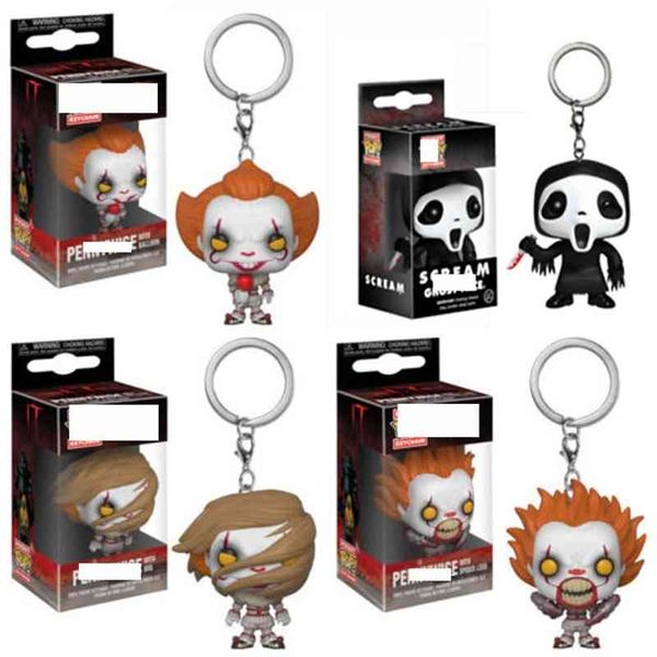 

funko pop clown ghost it face chainsaw thrilling pocket film and television peripheral handmade pendant key chain