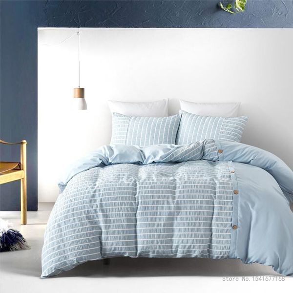 

bedding sets us-q/us-k home textile three-piece duvet cover seersucker button 3-piece set includes 1 2 pillowcase