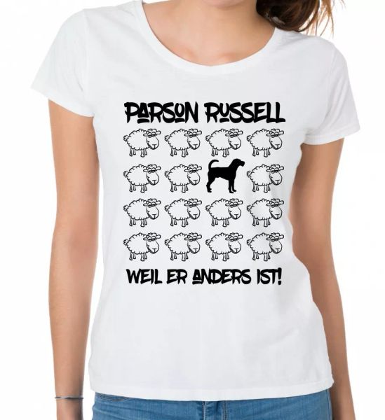 

parson russell ladies t-shirt black sheep by siviwonder, White;black