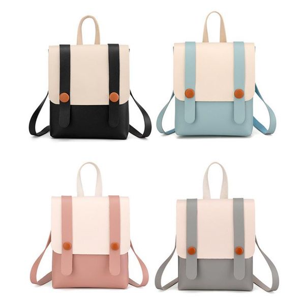 

stylish backpack women's pu leather small college style schoolbag hit color female bag christmas gift wallets, Red;black
