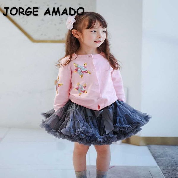 

wholesale spring kids knitted cardigan sequins star long sleeve princess thick sweater coat girls clothes e001 210610, Blue