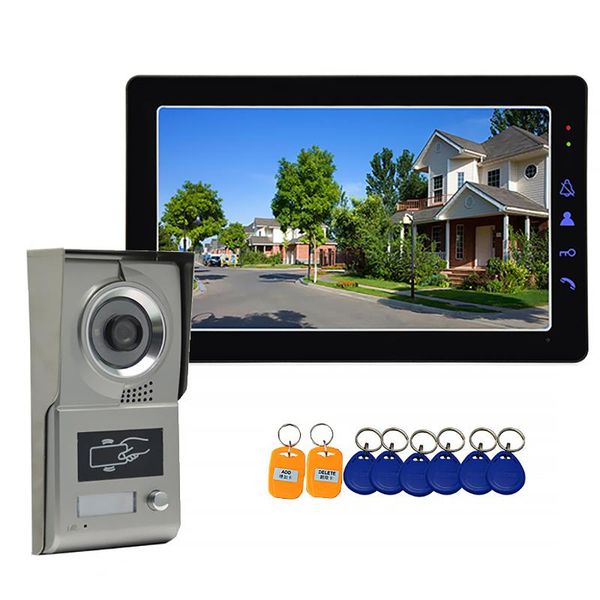 

video door phones 9 inch intercom system home phone doorbll kits with 8pcs rfid keyfobs ir night vision waterproof camera