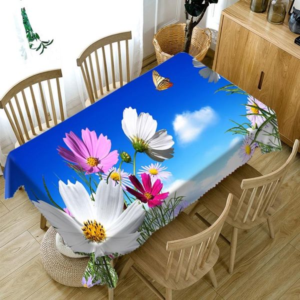 

table cloth customizable 3d flower and butterfly tablecloth dustproof washable thicken rectangular round for wedding