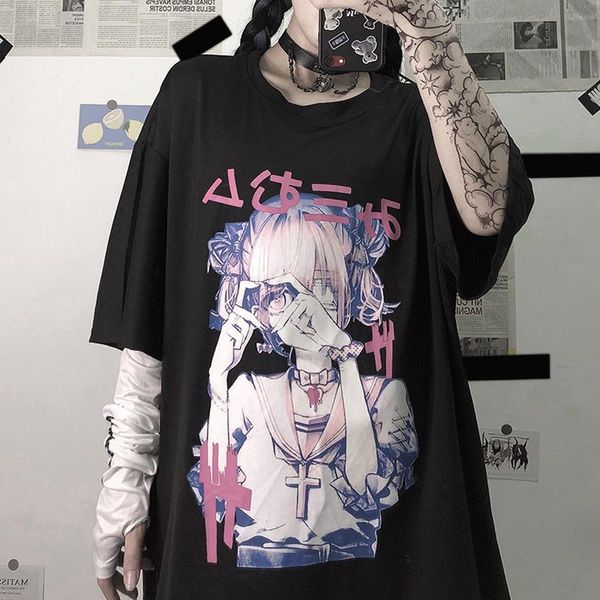 

women's t-shirt crop women t-shirts y2k short sleeve gothic printing tee summer grunge aesthetic clothing harajuku anime vintage overs, White