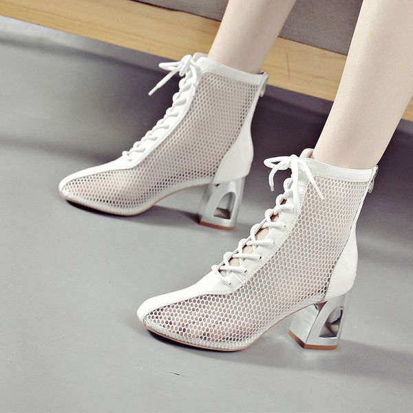 

sandals women's shoes tide summer mesh breathable rain boots fashion platform high heels versatile high-heeled toe sandals, Black