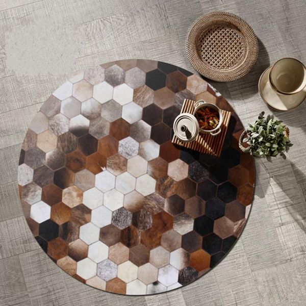 

carpets american style round shaped natural cowhide seamed rug ,genuine cows skin fur carpet for living room bedroom decoration