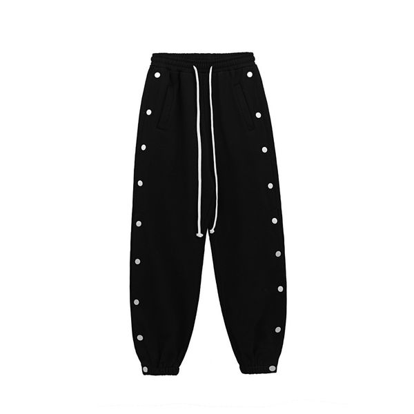 

pants fashionable the color contrast side breasted leggings men's trendy hip hop leg split guard street trend casual, Black