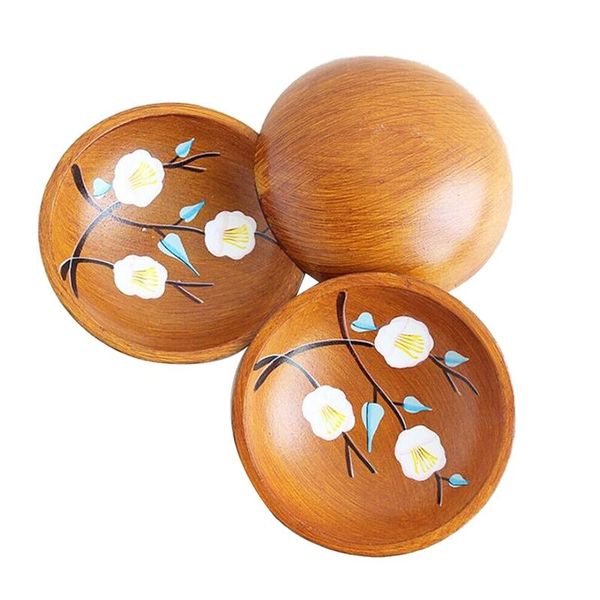 

kitchen storage & organization promotion 3pcs antique round wood serving bowl plate tray for fruits salads dinner snacks