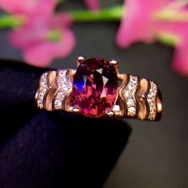 

cluster rings pure natural magnesia aluminum garnet ring, Golden;silver