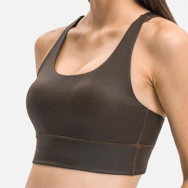 

yoga outfit nepoagym universe cross strappy sports bra medium support brushed soft faux leather gym push up with removable padding