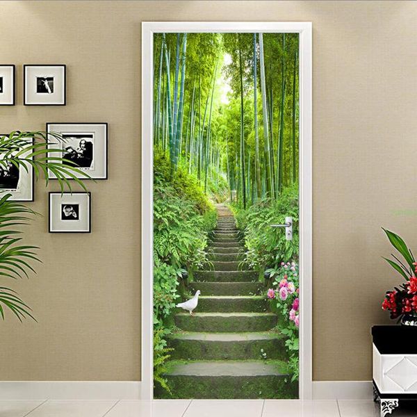 

wallpapers 3d wallpaper green bamboo ladder po wall door mural living room bedroom restaurant pvc self adhesive waterproof covering