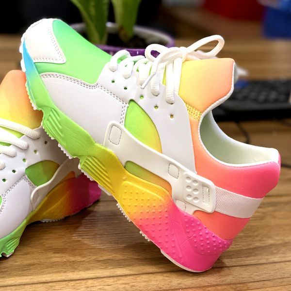 

fashion thin style flying woven breathable gradient flame soft bottom mesh womens sports shoes eur 34 -43