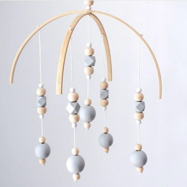 

baby crib mobile decoration nordic ins style wooden wind chime beautiful nursery kids room funny toys decorative objects & figurines