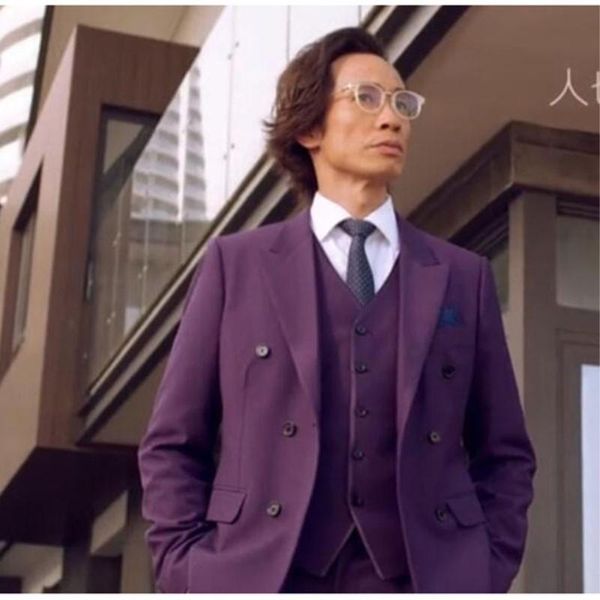 Последние дизайны брюки Purple Formal Men Suit Slim Fit Свадебный смокинг выпускной пиджак
