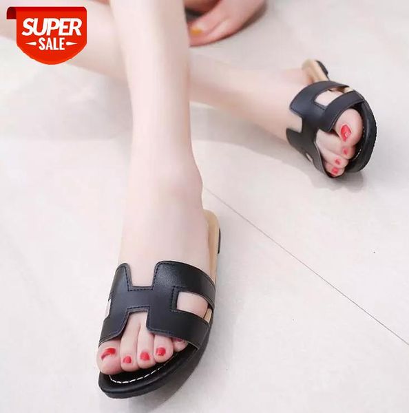 

sandals female summer fashion korean version of non-slip outer wear flat heel sandals sandals and slippers 2020 new beach sandal #ca1e, Black