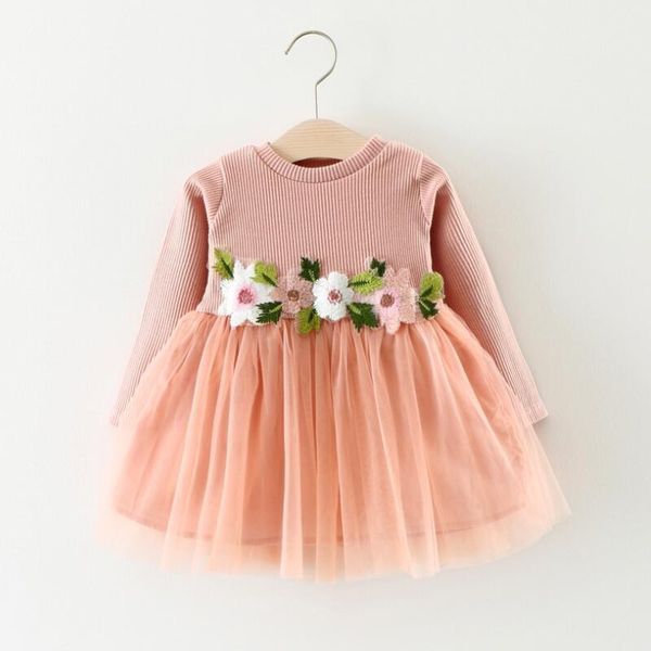 

girl's dresses 0-2y 2021 spring fall child infant baby clothes girls princess dress flowers kids party birthday wedding for girl jw6039, Red;yellow