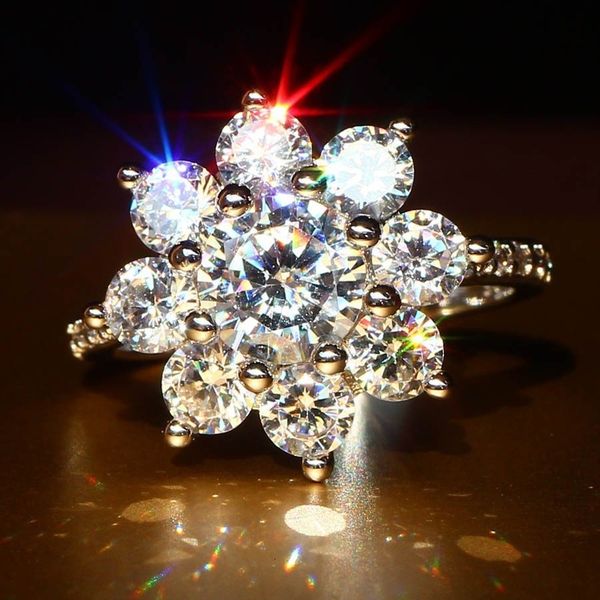 

diamond fashion sunflower simulation ring, Silver