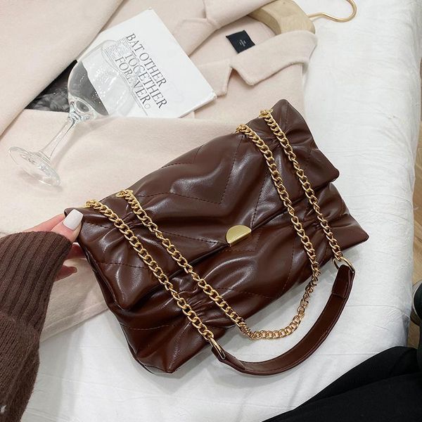 

evening bags pleated square large armpit bag 2021 fashion pu leather women's designer handbag chain shoulder messenger