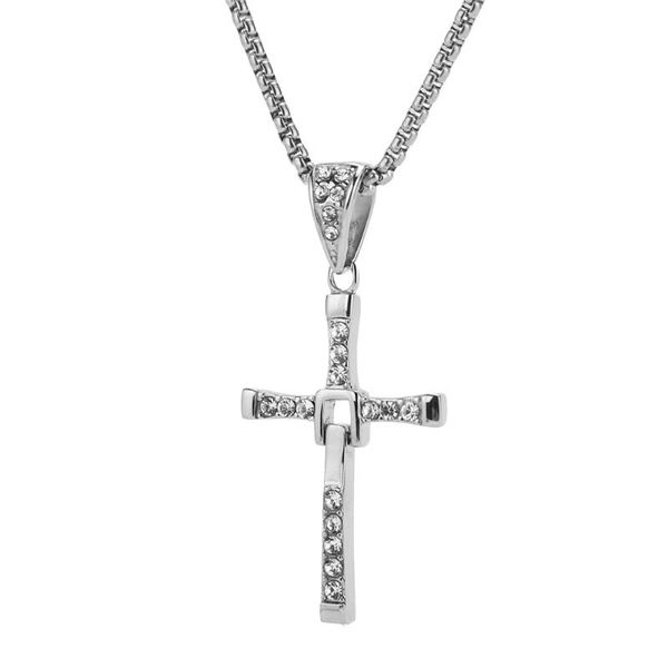 

pendant necklaces witaya stainless steel polished & wire cross necklace, Silver