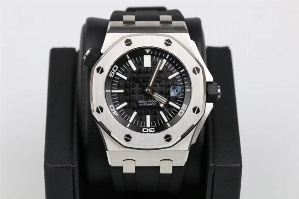 

n orologio di lusso swiss automatic machinery movement watches 42mm super waterproof 15703 diving artefact men's watch, Slivery;brown