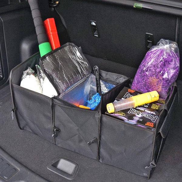 

car organizer back storage bag multifunction collapsible folding leather multi-pocket stowing tidying box