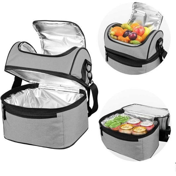 

storage bags picnic bagpack lunch box with 2 compartments tote carry insulated thermal cooler drink outdoor fresh