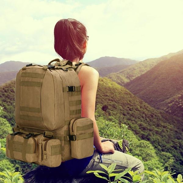 

outdoor bags 55l military tactical backpack waterproof molle hiking sport travel trekking camping rucksack