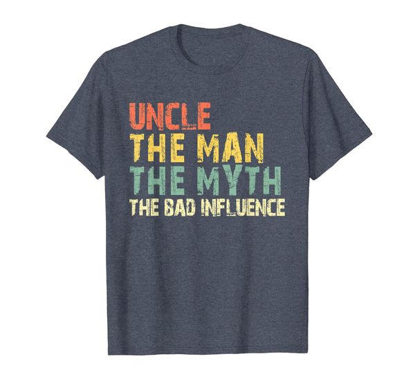 

uncle the man myth bad influence vintage gift t-shirt, White;black