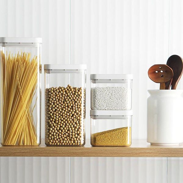 

storage bottles & jars household food container box home transparent grains sealed can tank plastic sugar bowl for spices