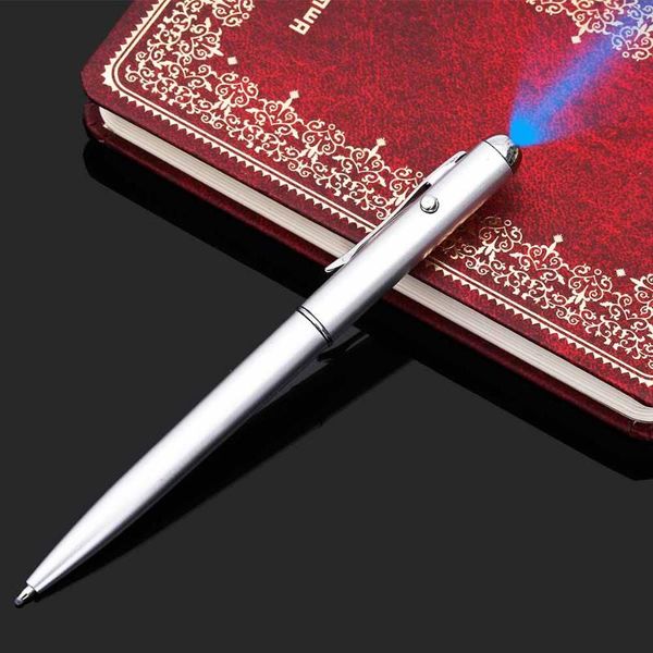 

ballpoint pens 1pcs office school supplies metal material invisible ink pen with uv light magic secret, Blue;orange