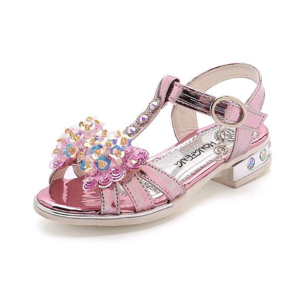 

sandals girls summer fashion korean sophia forzen princess shoes crystal soft bottom children's beach, Black;red