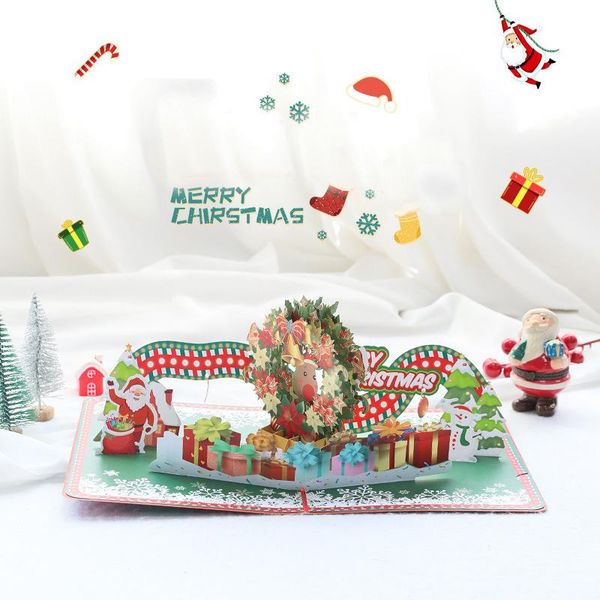 

greeting cards up wreath 3d with envelope friends family blessing postcard for merry christmas gifts xmas decorations