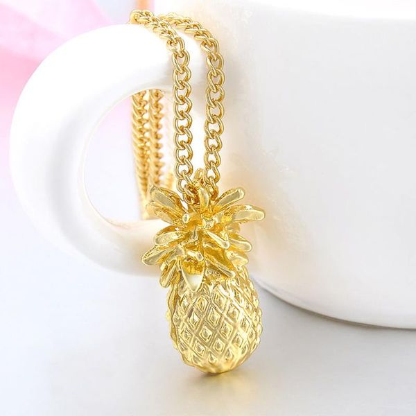 

pendant necklaces 10pcs shellhard vintage pineapple pendants fashion gold/silver color fruit long chain necklace for women men jewelry