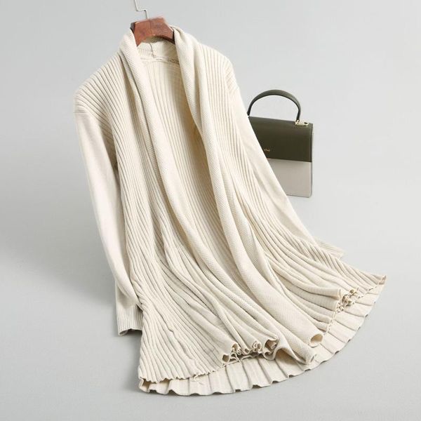 

women's sweaters beige long cardigan female 2021 autumn winter women sleeve sweater knitted cardigans for jacket, White;black