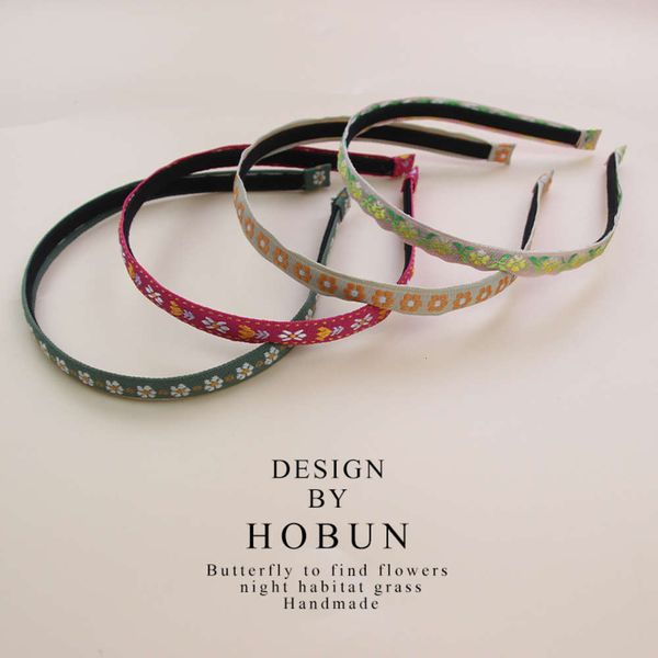 

spring embroidery flower hairband girl fine pressed net red ornament, Black;brown