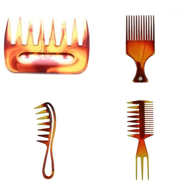 

amber men's retro oil hair comb wide teeth hairbrush fork men beard hairdressing brush styling tool trim care brushes1, Silver